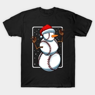 Baseball Snowman - Baseball Fan Christmas Present T-Shirt